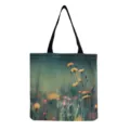 Vue détaillée du sac cabas en toile à fleurs, sac porté épaule vintage esthétique pour femmes. - Imprimé Artistique Rétro (hm12000)