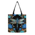 Sac cabas en toile tendance doté d'un magnifique design d'impression de libellule bleue. - Libellule Bleue Florale (hmk2810) / 40x38cm