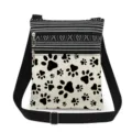 Sac bandoulière en toile avec double fermeture éclair, motif de pattes de chat et sangle réglable. - Style Patte de Chat Géométrique (xk4383)
