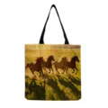 Borsa shopper in tela con stampa di cavalli al galoppo, grande borsa casual per donna. - Pittura a Olio Cavallo Che Corre (hmk2619)