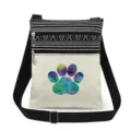 Sac bandoulière en toile avec motif de patte colorée, double fermeture et sangle. - Style Pattes Aquarelle Multicolore (xk4384)