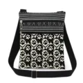 Vue détaillée du sac bandoulière noir et blanc avec motif patte de chat et sangle. - Style Patte de Chat Rayée (xk4387)