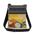 Hummingbird floral print crossbody messenger bag with double zipper and adjustable black strap. - Vintage Bird Floral Style (xkk2796)