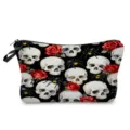 Kosmetiktasche mit Totenkopf und Rosen Muster, geräumiger Make-up Organizer für die Reise. - Totenkopf Rose Spinne (hzk2772)