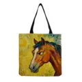 Canvas tote bag with artistic horse oil painting print, large capacity casual shoulder bag for women. - Impressionist Style Horse (hmk2624)