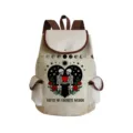 Vintage canvas backpack featuring skeleton couple and rose print, durable casual school bag. - Skull Heart Print (sjk2775)
