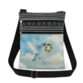 Crossbody hummingbird print messenger bag, lightweight double zipper design for women and girls. - Blue Bird Wreath Style (xkk2795)