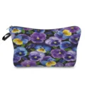 Vibrant pansy floral print cosmetic bag, stylish portable zipper pouch for travel and daily use. - Pansy Floral Print (hz5215)