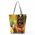 Borsa shopper in tela con stampa di pastore tedesco, grande borsa casual per la spesa. - Stampa Realistica Pastore Tedesco (hl4937)