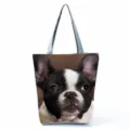 Borsa tote con stampa di bulldog francese carino, grande borsa a spalla casual per shopping. - Stampa Realistica Viso Bulldog Francese (hl4948)