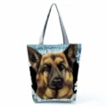 Borsa tote in tela con stampa Pastore Tedesco, grande borsa da spesa casual a spalla. - Stampa Pastore Tedesco (hldz0044)