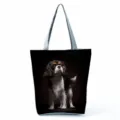 Casual dog print canvas tote bag, large capacity daily shoulder handbag for women - Art Pet Photography Print (hl7406)