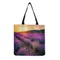 Sac cabas en toile imprimé champ de lavande au coucher du soleil, sac pour femme. - Imprimé Coucher du Soleil Lavande (hm12021)