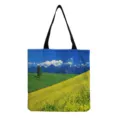 Sac Cabas en Toile pour Femme, Imprimé Paysage Naturel, Sac à Bandoulière Décontracté - Imprimé Champ de Fleurs Jaunes et Arbre Isolé (hm12022)