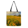 Sac Cabas Toile Imprimé Tournesol Sac Bandoulière Décontracté Sac Main Floral - Imprimé Paysage Champ de Tournesols (hm12024)