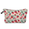 Cute strawberry print cosmetic bag, fabric storage pouch with zipper for travel daily use. - Hand-painted Strawberry Style (hzk2647)