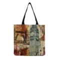 Vintage London landmark print canvas tote bag, large capacity casual shoulder handbag for daily use. - London Landmark Vintage Collage Style (hm7277) / 40x38cm