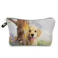 Watercolor puppy print cosmetic bag, cute dog travel toiletry storage pouch for daily use. - Watercolor Puppy Print Style (hzk2847)