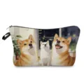 Cute watercolor puppy print cosmetic bag, portable travel toiletry storage pouch with zipper. - Three Puppies Watercolor Style (hzk2851)