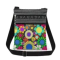 Colorful floral print crossbody bag, small shoulder bag with double zippers and strap. - Vintage Colorful Print (xk6510)