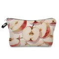 Watercolor apple print cosmetic bag zipper makeup pouch portable travel storage bag. - Sliced Apple Style (hzk2652)