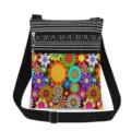 Colorful floral print crossbody bag with double zippers, small shoulder messenger bag ideal. - Multicolor Print Messenger Style (xk6511)