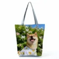 Niedliche Shiba Inu Druck Segeltuch Schulter Tote Bag, lässige Handtasche für Frauen. - Einzelner Shiba Inu Stil (hlk2852)