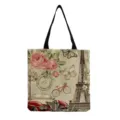Vintage Eiffel Tower canvas tote bag, large capacity stylish casual shoulder handbag. - Vintage French Tower Postmark Style (hm7299) / 40x38cm