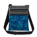 Small crossbody bag with blue floral print, double zippers, and adjustable strap for women. - Blue Tones Floral Canvas (xk6529)