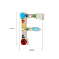 Colorful cubic zirconia letter F pendant charm copper jewelry accessory with 21x15mm dimensions. - Letter F / 21mm x 15mm