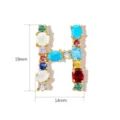 Colorful cubic zirconia letter H pendant copper necklace accessory exquisite jewelry details - Letter H / 19mmx14mm
