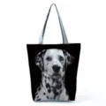 Fashionable Dalmatian print canvas tote bag, casual large capacity shoulder bag for daily use. - Dalmatian Dog Print (hl5120)