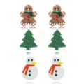 Christmas gingerbread man tree snowman earrings cute holiday jewelry festive studs set gift - Classic Christmas Shapes Set (EDLT-25815-CAIS)