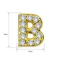 Detailopname van de 7x5 mm gouden letter B hanger met sprankelende kubieke zirkonia stenen. - Letter B Hanger (TC255-028-J)