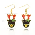 Christmas Reindeer Drop Earrings Gold Plated Enamel Rhinestone Holiday Fashion Jewelry Gifts - Christmas Reindeer Style (EHLT-25816-HEIS)