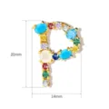 Exquisite multi-color cubic zirconia alphabet P pendant, copper jewelry accessory 20x14mm - Letter P / 20mmx14mm