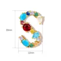 Multicolor Zirconia Alphabet S Letter Pendant Copper Gold Plated DIY Jewelry Accessory - Letter S / 20mmx12mm