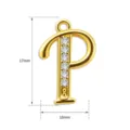 Goldener Buchstabe P Anhänger Zubehör mit funkelnden Zirkonia Steinen, 17x10mm Detail. - Buchstabe P (TC255-001-J)