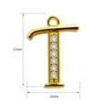 Gold Letter T Anhänger Mikrogefaßter Zirkonia Charm Modeschmuck Accessoire 17mm lang - Buchstabe T