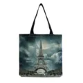Eiffel Tower print canvas tote bag, large capacity casual shoulder handbag for women. - Eiffel Tower Night View Style (hm7307) / 40x38cm