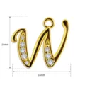 Goldener Buchstabe W Anhänger Detail mit 14x15mm Größe und Zirkonia für DIY Schmuckherstellung. - Buchstabe W (TC255-001-J)