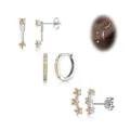 Fashion copper crystal stud earring set for women versatile daily jewelry accessories gift - Yellow Rhinestone Style (款式19)