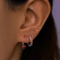 Silver colored copper red stone earring set, stylish daily wear piercing jewelry gifts. - Silver Tone Red Stone Style (Style 2)