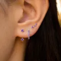 Stunning purple crystal stud and hoop earrings set for women, elegant daily jewelry gift. - Silver Tone Purple Stone Style (Style 4)