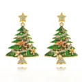 Charming Christmas tree stud earrings featuring vibrant green enamel and sparkling crystals. - Green Enamel Christmas Tree (EHLT-25819-LVS)