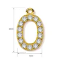Gold-plated copper letter O pendant with sparkling zircons, 10x6mm DIY jewelry accessory fashion charm. - Letter O