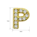 Gouden letter P hanger met fonkelende zirkonia stenen, elegante koperen sieraden accessoire, 7x6mm. - Letter P Hanger (TC255-042-J)