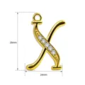 Detailansicht des goldenen Buchstabenanhängers, Höhe 18mm Breite 14mm mit Zirkon besetzt. - Buchstabe X (TC255-001-J)