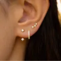 Gold plated cubic zirconia ear stack set minimalist cartilage hoop earrings for women fashion gifts - Gold Tone White Stone Style (Style 9)