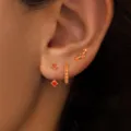 Gold copper stud earring set with vibrant orange stones, stylish jewelry gift for women. - Orange Rhinestone Style (款式16)